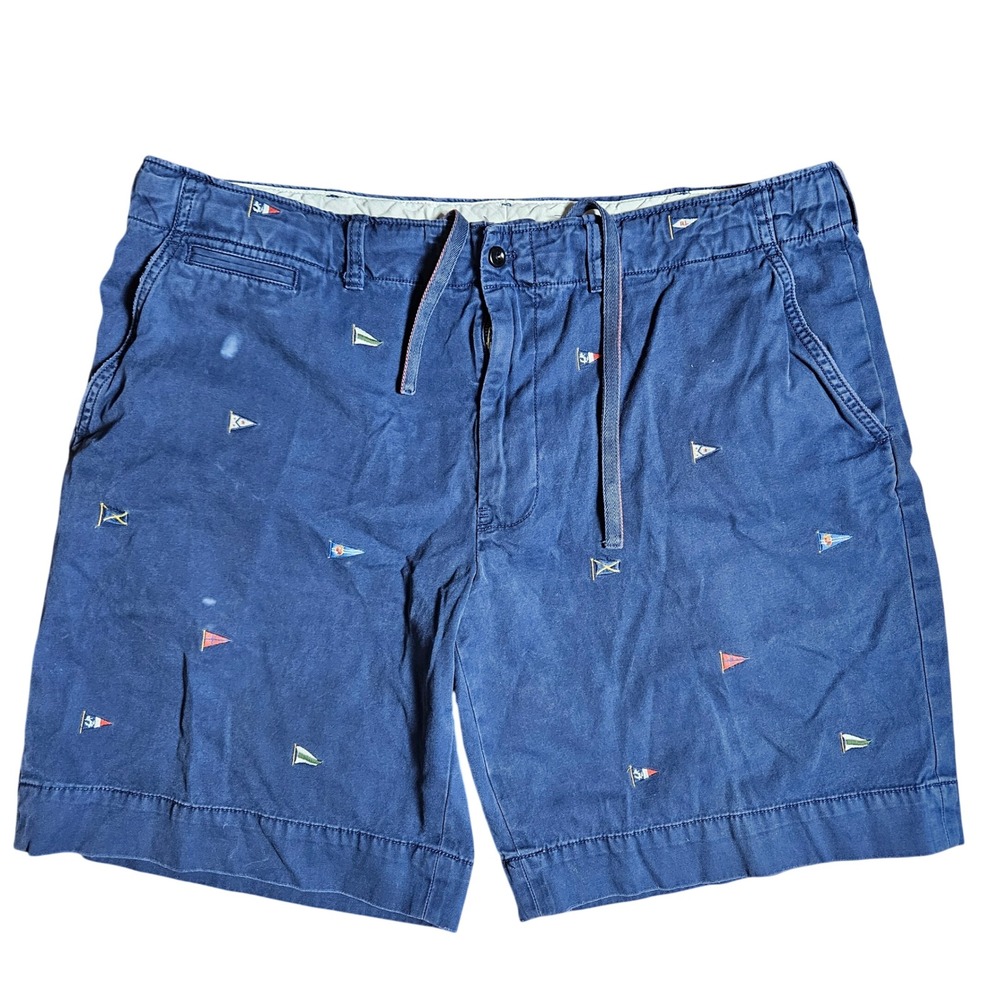 Polo Ralph Lauren Mens Nautical Flag Embroidered Chino‎ Shorts 40 Cotton Resort